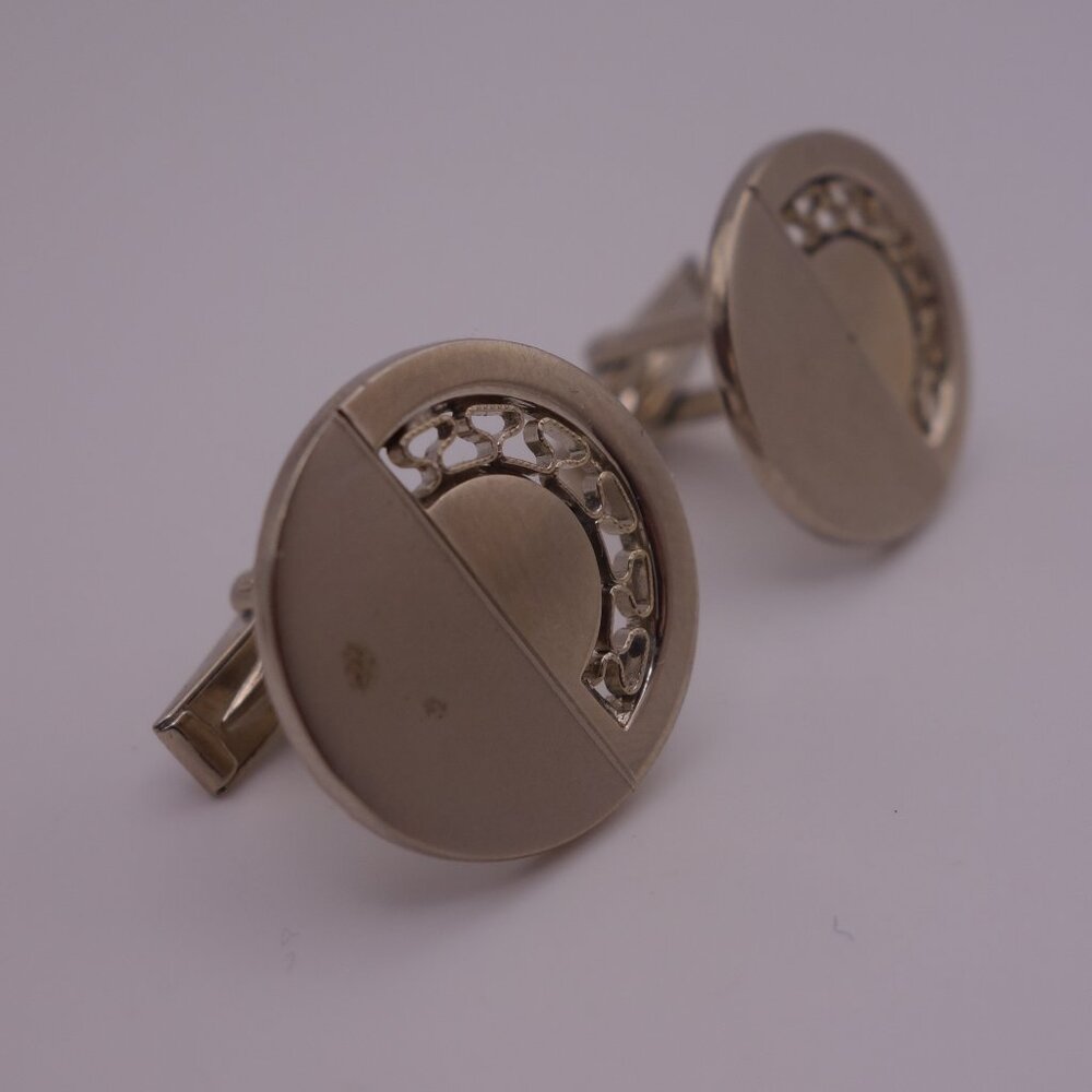 Silver Color Circle Cuff Links